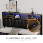LED Storage Bed Frame Double  Size with USB?Charge Headboard