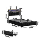 King  Single Size Storage Bed Frame with LED Lights-USB Charging