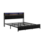 King Size LED Storage Bed Frame with USB Charging Headboard