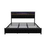 King Size LED Storage Bed Frame with USB Charging Headboard