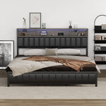 King Size LED Storage Bed Frame with USB Charging Headboard