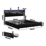 LED King Bed Frame with 4?Drawer Storage & USB?Charge Headboard