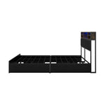 LED King Bed Frame with 4?Drawer Storage & USB?Charge Headboard
