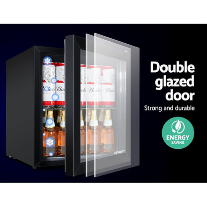 46L Bar Fridge Glass Door W/Light Black