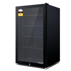 98L Bar Fridge Glass Door W/Light Black