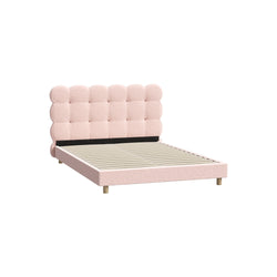 Bed Frame Double Size Tufted Bedhead Boucle Fabric Pink