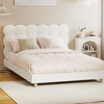 Bed Frame Double/King Single/King/Queen/Single Tufted Bedhead Boucle Fabric White