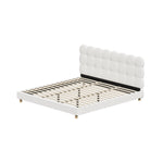 Bed Frame Double/King Single/King/Queen/Single Tufted Bedhead Boucle Fabric White