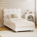 Bed Frame Double/King Single/King/Queen/Single Tufted Bedhead Boucle Fabric White