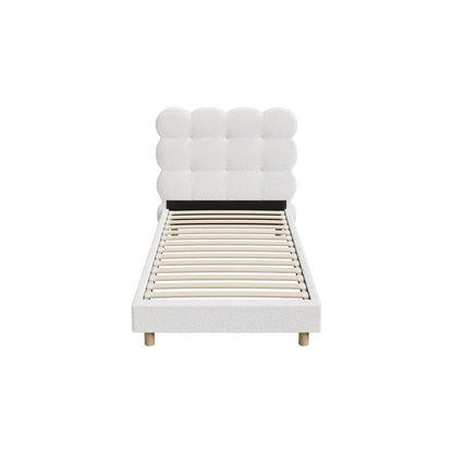 Bed Frame Double/King Single/King/Queen/Single Tufted Bedhead Boucle Fabric White