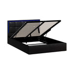 Bed Frame Double King & Single Size RGB LED Gas Lift Storage Base Leather