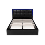 Bed Frame Double King & Single Size RGB LED Gas Lift Storage Base Leather