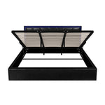 Bed Frame Double King & Single Size RGB LED Gas Lift Storage Base Leather