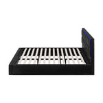 Bed Frame Double King & Single Size RGB LED Gas Lift Storage Base Leather