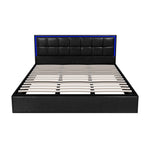 Bed Frame Double King & Single Size RGB LED Gas Lift Storage Base Leather