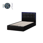Bed Frame King Single RGB LED Gas Lift Storage Base Leather