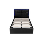 Bed Frame King Single RGB LED Gas Lift Storage Base Leather