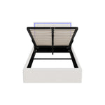 Bed Frame King Single RGB LED Gas Lift Storage Base White Boucle