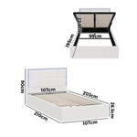 Bed Frame King Single RGB LED Gas Lift Storage Base White Boucle