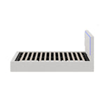 Bed Frame King Single RGB LED Gas Lift Storage Base White Boucle