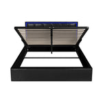 Bed Frame Queen Size RGB LED Gas Lift Storage Base Leather