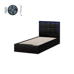 Bed Frame Double King & Single Size RGB LED Gas Lift Storage Base Leather