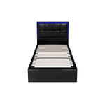 Bed Frame Double King & Single Size RGB LED Gas Lift Storage Base Leather