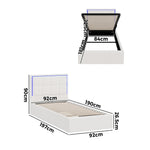 Bed Frame King Single & Double Size RGB LED Gas Lift Storage Base White Boucle