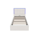 Bed Frame King Single & Double Size RGB LED Gas Lift Storage Base White Boucle