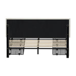 LED Bed Frame Double Size 4 Drawers Adjustable Head Beige/Velvet/Black
