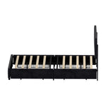 LED Bed Frame Double Size 4 Drawers Adjustable Head Beige/Velvet/Black