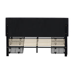 LED Bed Frame Double Size 4 Drawers Adjustable Head Beige/Velvet/Black