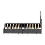 LED Bed Frame Double Size 4 Drawers Adjustable Head Beige/Velvet/Black