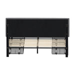 LED Bed Frame Double Size 4 Drawers Adjustable Head Beige/Velvet/Black