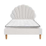 Bed Frame with Mattress Single Size White Boucle