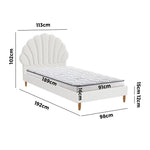 Bed Frame with Mattress Single Size White Boucle