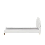 Single Bed Frame with Mattress White Boucle Fabric Upholstered Bedroom Bed