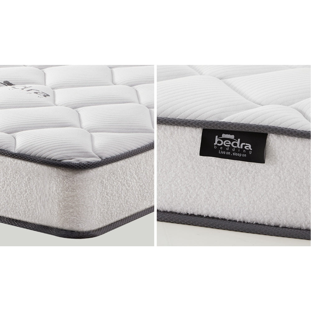 Bed Frame with Mattress Single Size White Boucle