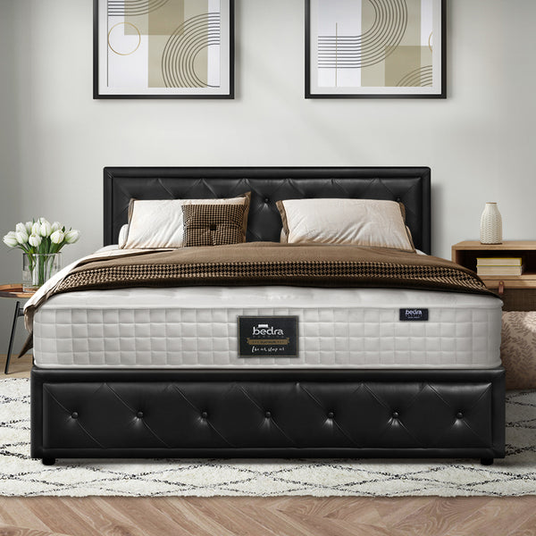  Bed Frame with Mattress Gas Lift Leather/Fabric