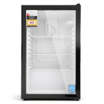105L Bar Fridge Glass Door Mini Fridge Countertop Cooler Black King
