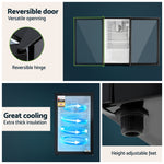 105L Bar Fridge Glass Door Mini Fridge Countertop Cooler Black King