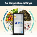 78L Bar Fridge Glass Door Mini Fridge Countertop Cooler Black King