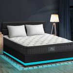 Bed Frame with Mattress Double Size LED Gas Lift Black & Grey LAYZ