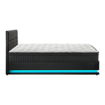 Bed Frame with Mattress Double Size LED Gas Lift Black & Grey LAYZ