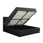 Bed Frame with Mattress Double Size LED Gas Lift Black & Grey LAYZ