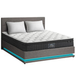 Bed Frame with Mattress Double Size LED Gas Lift Black & Grey LAYZ