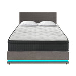 Bed Frame with Mattress Double Size LED Gas Lift Black & Grey LAYZ