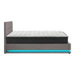 Bed Frame with Mattress Double Size LED Gas Lift Black & Grey LAYZ