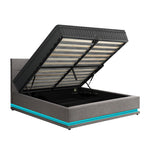 Bed Frame with Mattress Double Size LED Gas Lift Black & Grey LAYZ