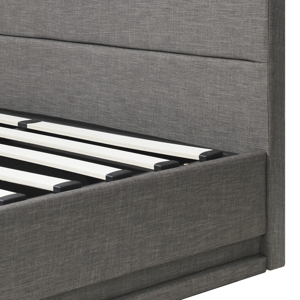 Bed Frame with Mattress Double Size LED Gas Lift Black & Grey LAYZ